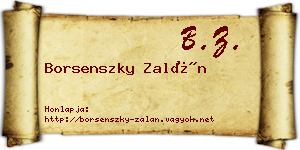 Borsenszky Zalán névjegykártya